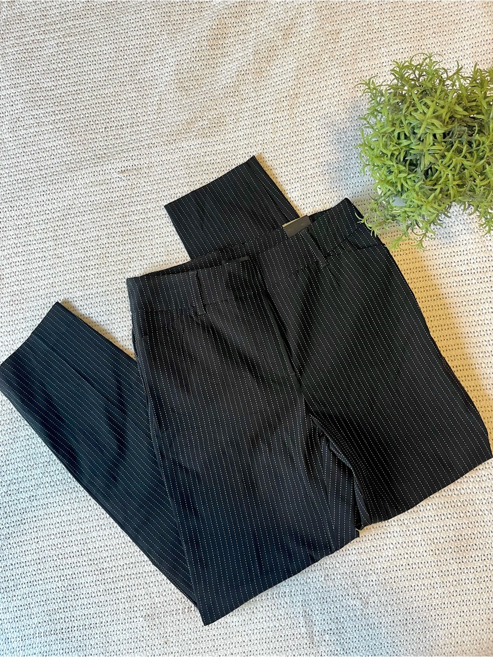NWT Black Pinstripe Slim-Leg High-Rise Ankle Pant - The Iconic